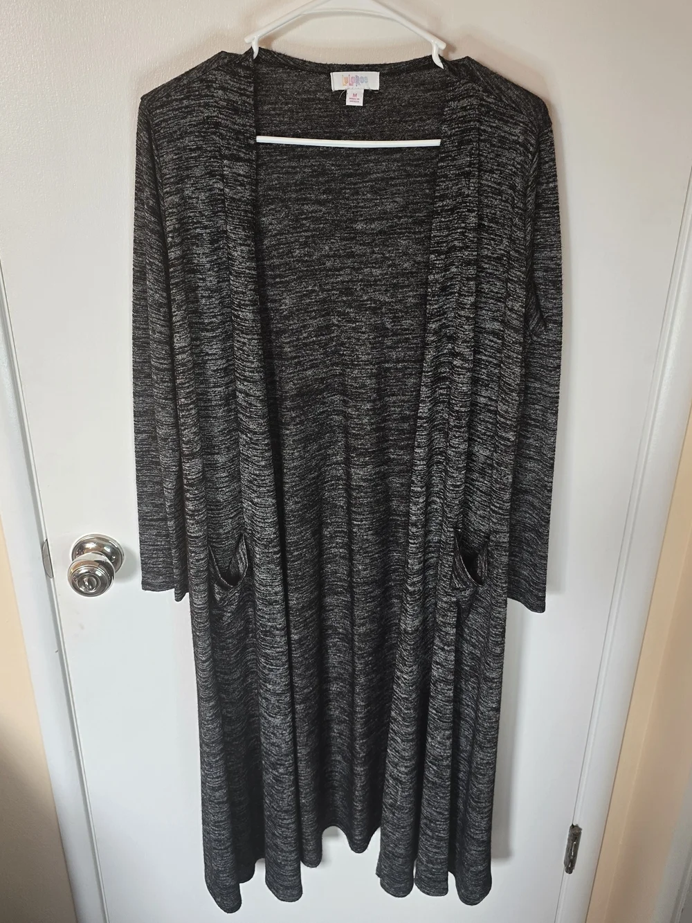 LuLaRoe Long Open-Front "Sarah" Duster Cardigan - Charcoal Heather - Picture 2 of 6